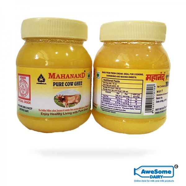 ghee,Mahanand Pure Cow Ghee Jar 200ml - Awesome Dairy Online, mahanand-pure-cow-ghee