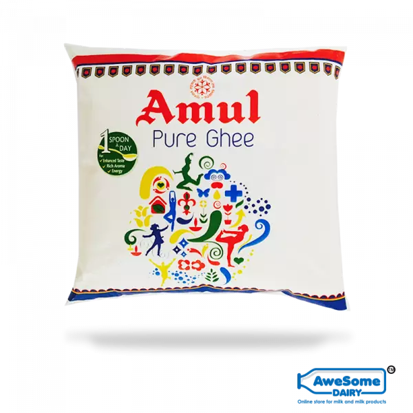 amul ghee price, Amul ghee online,amul ghee prise,Amul ghee, Pure Cow Ghee Online - 500ml Amul Ghee Pouch on Awesome Dairy