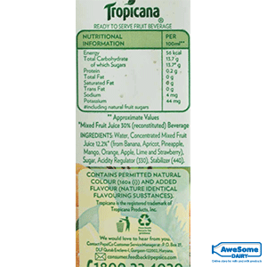 tropicana apple juice nutrition